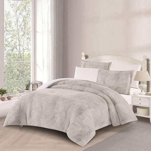 مفرش شتوي مزدوج مخمل فرو 6 قطع - اورنيلا - رصاصي -...