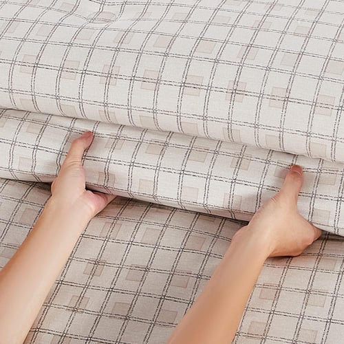 مفرش قطن صيفي مزدوج 8 قطع - زافيرا - بيج - رمادي