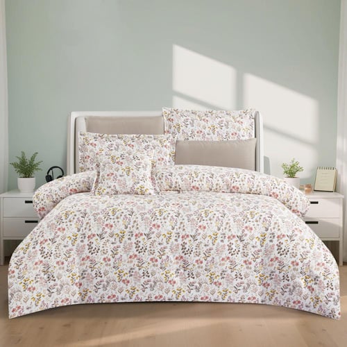 مفرش صيفي مقاس كوين وجهين ٧ قطع - فيفيان - كريمي -...