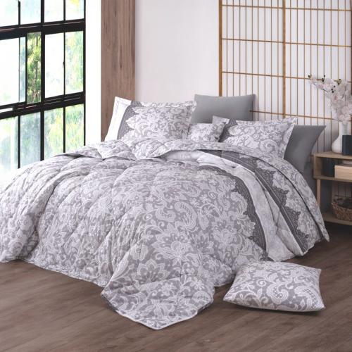 مفرش صيفي مزدوج قطن تركي 8 قطع - اليوفين - رمادي -...