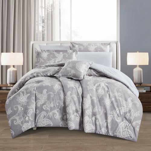 مفرش صيفي مزدوج وجهين ٧ قطع - اوركا - رمادي - رصاص...