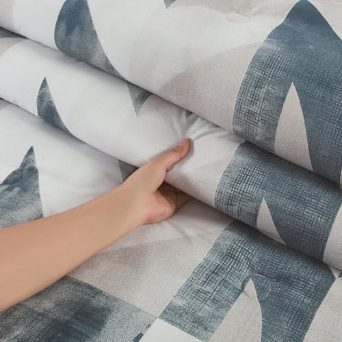 مفرش صيفي مفرد ونص وجهين 4 قطع - سيلون - رصاصي