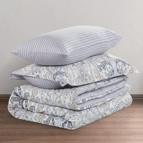 مفرش قطن صيفي مفرد ونص 4 قطع - فاليريا - كريمي - ر...