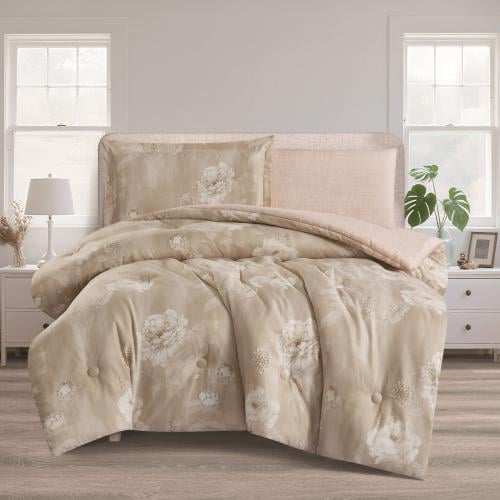 مفرش صيفي مفرد ونص 4 قطع - تيانا - بيج غامق - زهري...