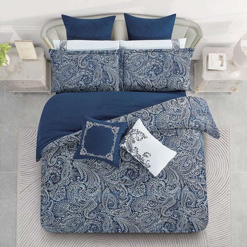 مفرش صيفي فاخر مزدوج جاكار مطرز 12 قطعة – لوتشيني...