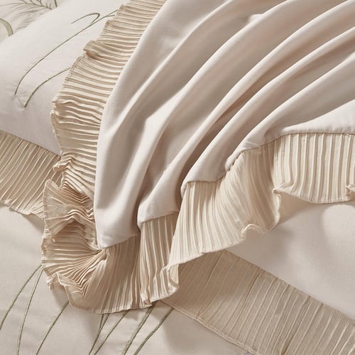 مفرش صيفي مزدوج مطرز فاخر 7 قطع - ازاليا -بيج