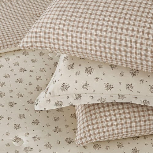 مفرش قطن صيفي مقاس كوين 8 قطع - نوفارين - بيج فاتح...