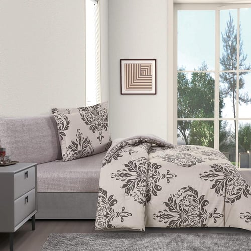 مفرش قطن صيفي مفرد ونص 4 قطع - فاليريا - بيج فاتح