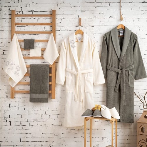 طقم روب حمام قطن تركي 11 قطعة - نوتريكس - سكري - ز...