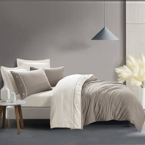 مفرش فندقي مزدوج حشوة متحركة 7 قطع بورتو - بيج مائ...