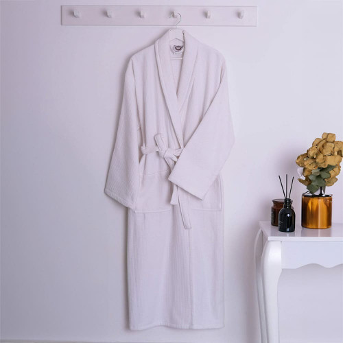 روب استحمام قطن - ليزا - مقاس XXL- أبيض