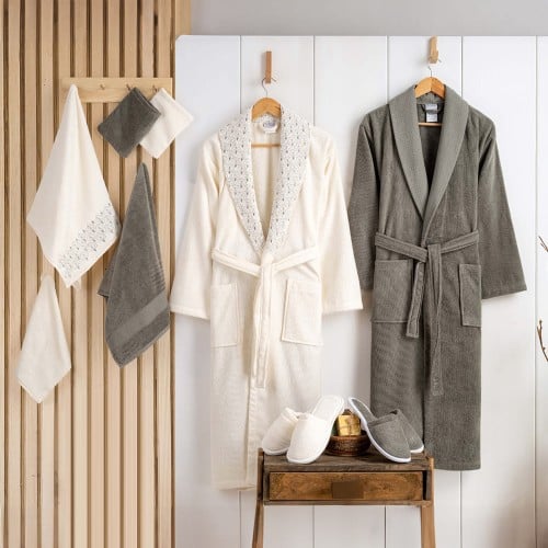 طقم روب حمام قطن تركي 11 قطعة - نوتريكس - سكري - ز...