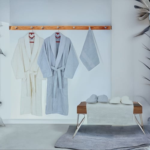 طقم روب استحمام تركي 8 قطع - ميليسا - أزرق ضبابي -...