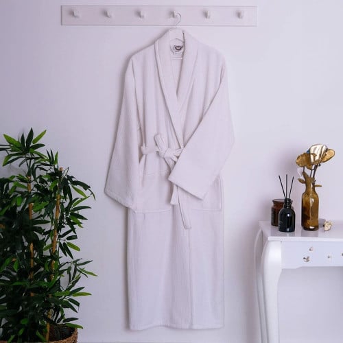 روب استحمام قطن - ليزا - مقاس M - أبيض