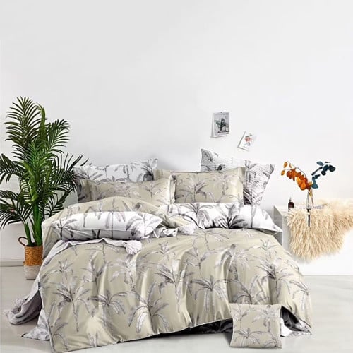 مفرش صيفي مقاس كوين 4 قطع - ماريوس - أبيض - أخضر