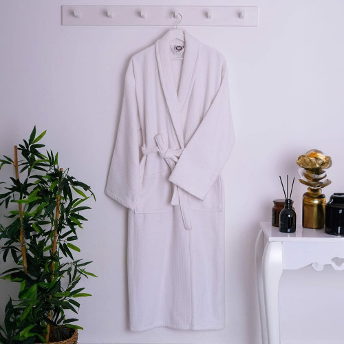 روب استحمام قطن - ليزا - مقاس L - أبيض