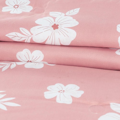 مفرش صيفي مفرد ونص 4 قطع - ليتون - زهري - أبيض