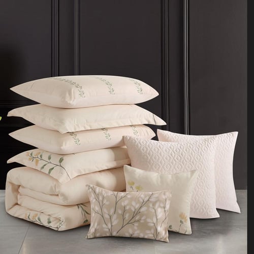 مفرش صيفي مزدوج 10 قطع - ريفيرا - كريمي غامق مورد