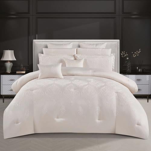 مفرش صيفي مزدوج مطرز 10 قطع - ريفال - كريمي