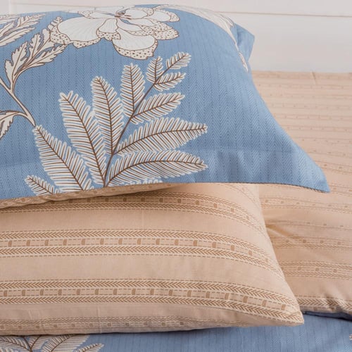 مفرش صيفي مفرد ونص 4 قطع - ليتون - أزرق - بيج