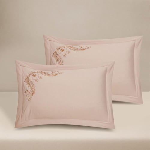 مفرش صيفي مزدوج مطرز 7 قطع - اناهيد - بيج غامق