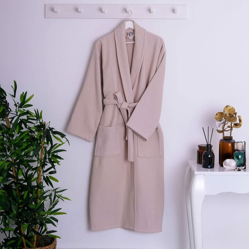 روب استحمام قطن ليزا - مقاس M - بيج