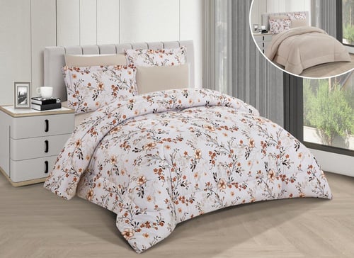 مفرش صيفي مفرد ونص 4 قطع - غاردينا -رصاصي فاتح - ب...