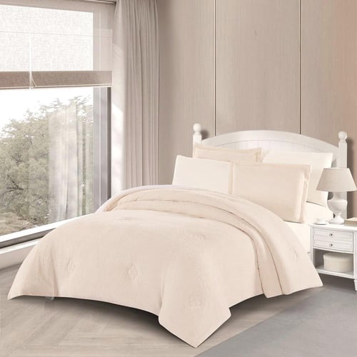 مفرش شتوي مخمل فرو محفور مقاس كوين 6 قطع - فلافيا...