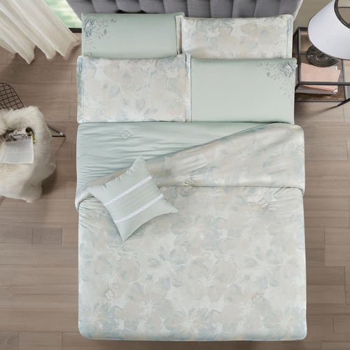 مفرش صيفي كوين تنسيل قطن 300 غرزة + مخدة هدية