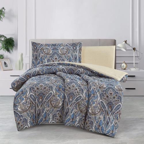 مفرش قطن صيفي مفرد ونص 4 قطع - فاليريا - ازرق غامق...