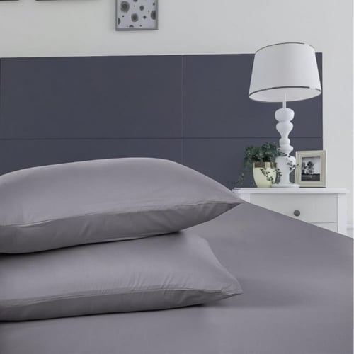 شرشف قطن مقاس كوين 3 قطع -رمادي