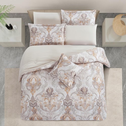 مفرش صيفي مزدوج وجهين ٧ قطع - اوركا -كريمي - بيج