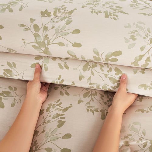 مفرش قطن صيفي مزدوج 8 قطع - افاليون -بيج - زيتي