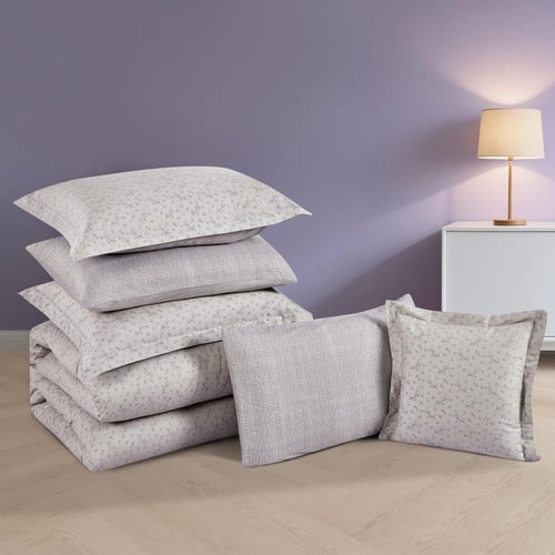 مفرش قطن صيفي مزدوج 8 قطع - زافيرا - رمادي