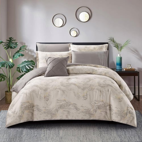 مفرش صيفي كوين تنسيل قطن 300 غرزة + مخدة هدية