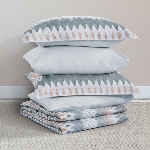 مفرش صيفي مزدوج حشوة مضغوطه 6 قطع - لونيا- ابيض -...