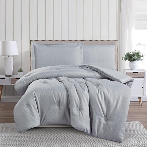 مفرش صيفي مفرد ونص 4 قطع - ليتون -رمادي