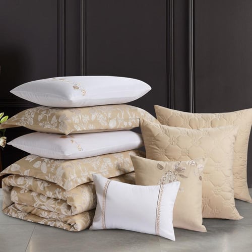 مفرش صيفي فاخر كوين جاكار مطرز 8 قطع – رومينا - بي...