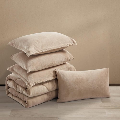 مفرش شتوي مخمل فرو مقاس كوين 6 قطع - لوريفا بيج-