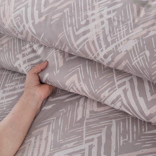 مفرش صيفي مفرد ونص 4 قطع - ليتون -بني فاتح - ابيض