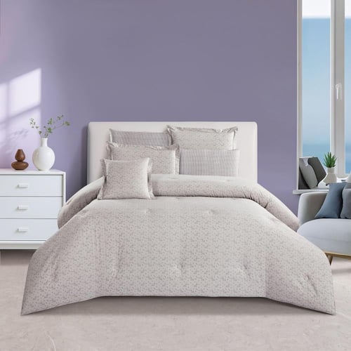 مفرش قطن صيفي مقاس كوين 8 قطع - نوفارين - رمادي