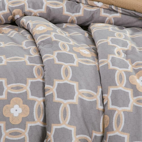 مفرش قطن صيفي مفرد ونص 4 قطع - فاليريا - رمادي - ب...