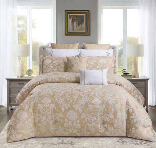 مفرش صيفي فاخر مزدوج جاكار مطرز 12 قطعة - متعدد ال...