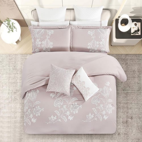 مفرش صيفي مزدوج مطرز فاخر 12 قطعة - ليوني - بيج ما...