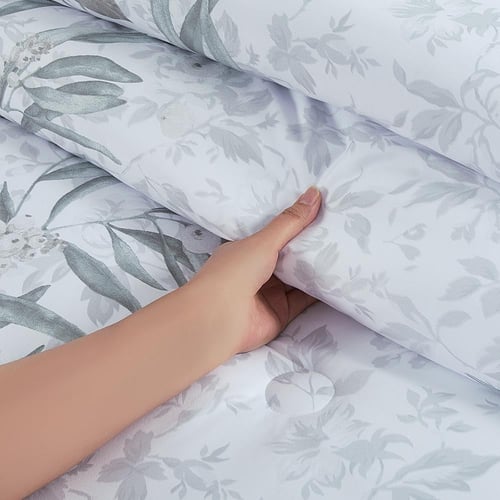 مفرش صيفي مقاس كوين وجهين ٧ قطع - ويلز - ابيض - رص...