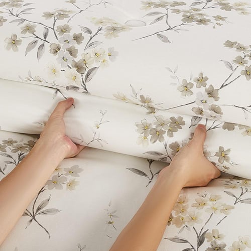 مفرش قطن صيفي مزدوج 8 قطع - زافيرا -سكري - بيج