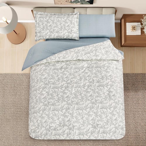 مفرش قطن صيفي مفرد ونص ٤ قطع - نولين -سكري - رمادي