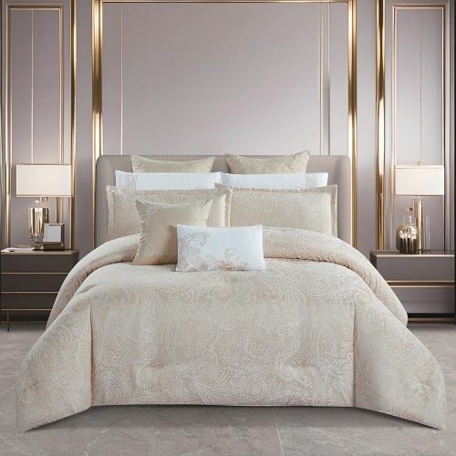 مفرش صيفي فاخر مزدوج جاكار مطرز 12 قطعة – لوتشيني...