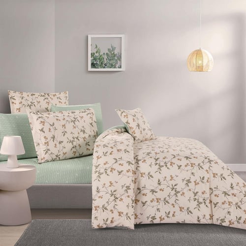 مفرش صيفي مقاس كوين 8 قطع - سولاريتا - كريمي - اخض...