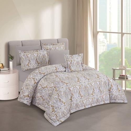 مفرش صيفي مزدوج 7 قطع - كلاودي - رصاصي - رمادي